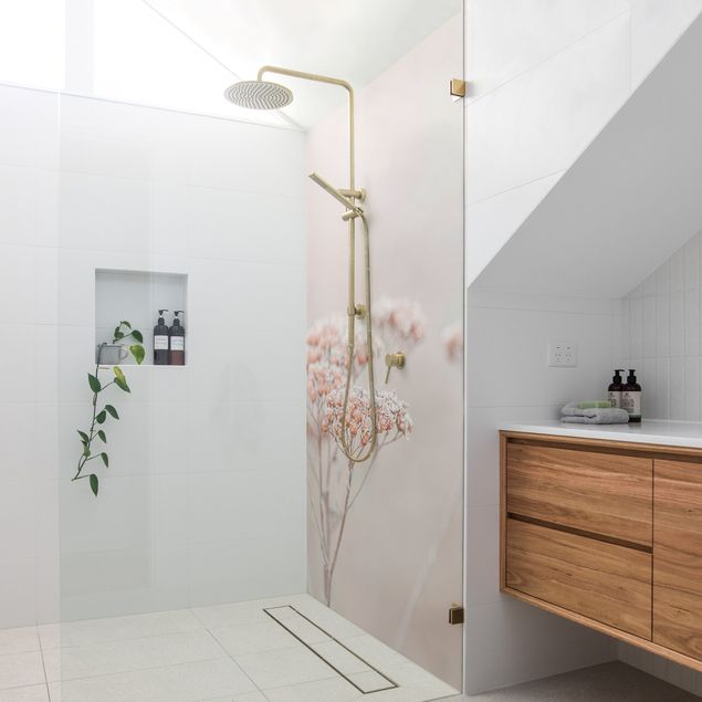Shower wall cladding - Pale Pink Wild Flowers