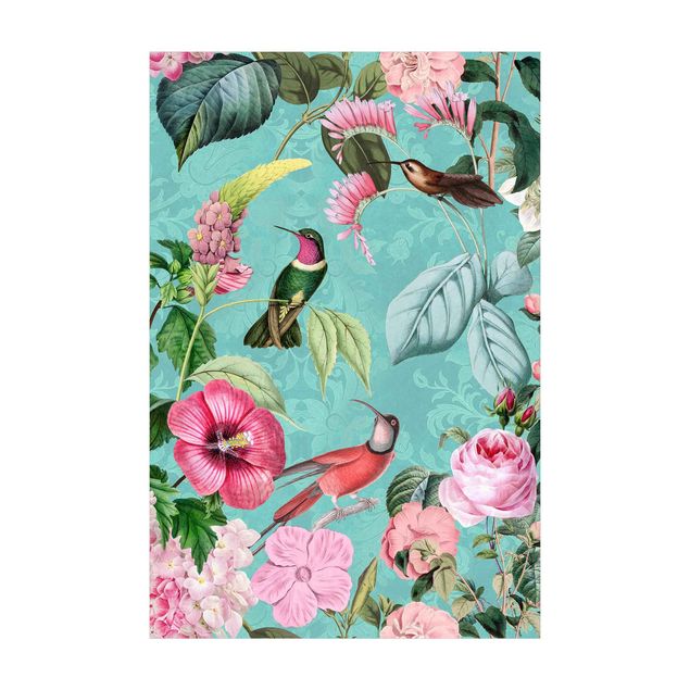 Forest rugs Vintage Collage - Hummingbird In Pradise