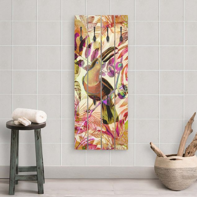 Coat rack - Colourful Collage - Toucan