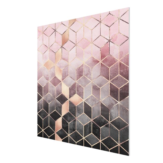 Print on forex - Pink Grey Golden Geometry