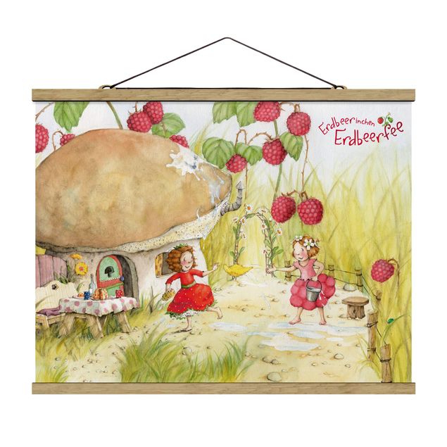 Fabric print with poster hangers - Little Strawberry Strawberry Fairy - Under The Raspberry Bush