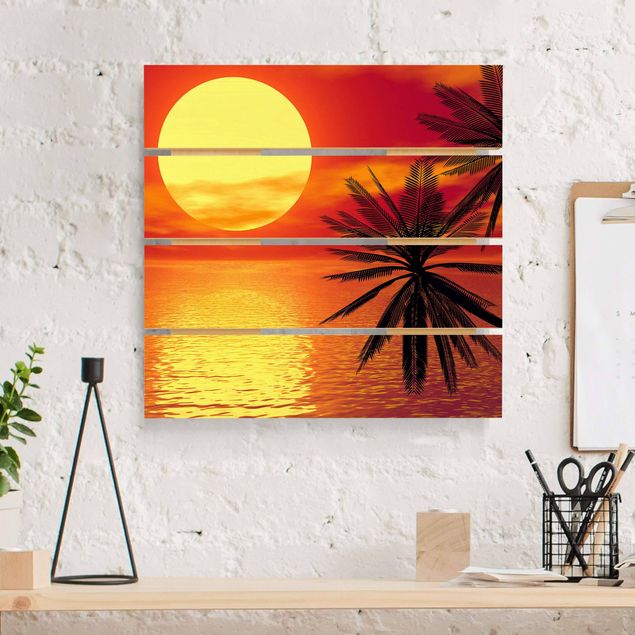 Print on wood - Caribbean sunset