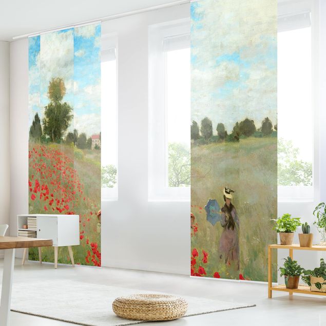 Sliding panel curtains set - Claude Monet - Poppy Field Near Argenteuil