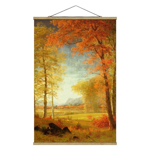 Fabric print with poster hangers - Albert Bierstadt - Autumn In Oneida County, New York