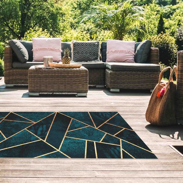outdoor mat Dark Turquoise With Gold