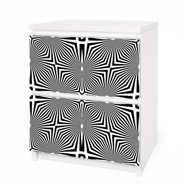 Adhesive film for furniture IKEA - Malm chest of 2x drawers - Abstract Ornament Black And White