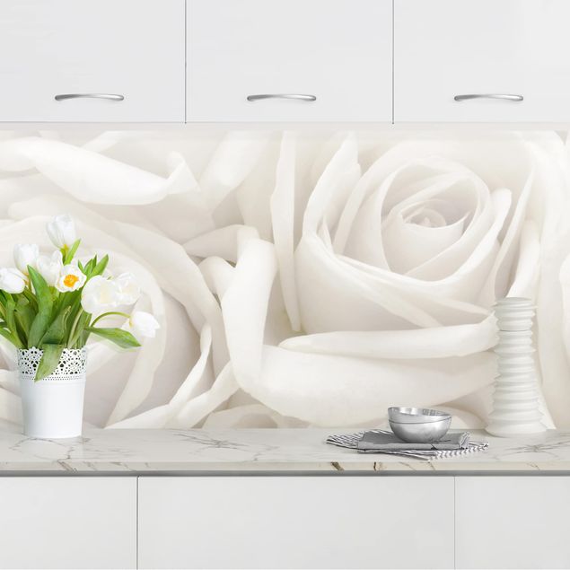 Kitchen splashback flower White Roses
