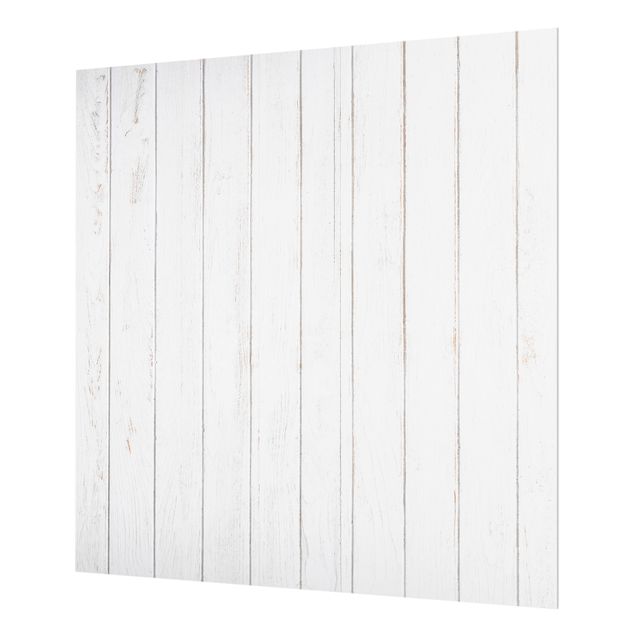 Splashback - White Wooden Boards Shabby - Square 1:1