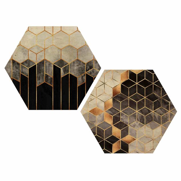 Wooden hexagon - Golden Geometry Watercolour Set