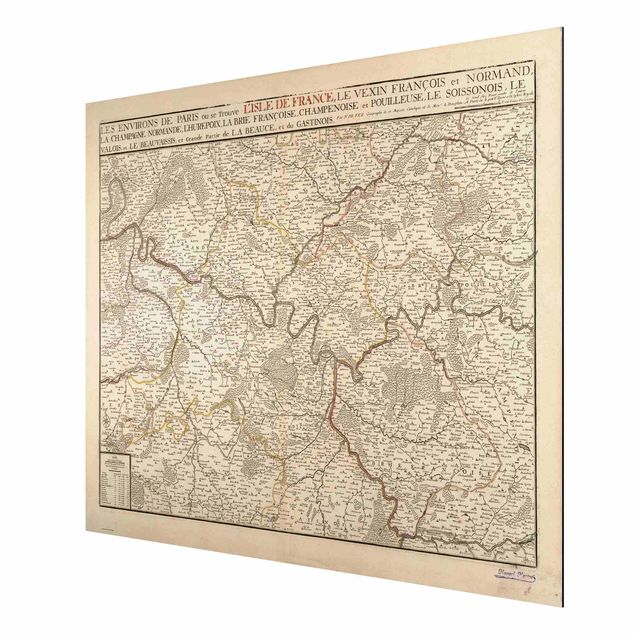 Print on aluminium - Vintage Map France