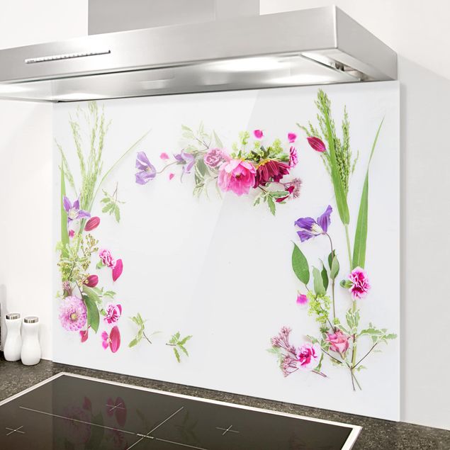 Glass splashback kitchen flower Flower Arrangement