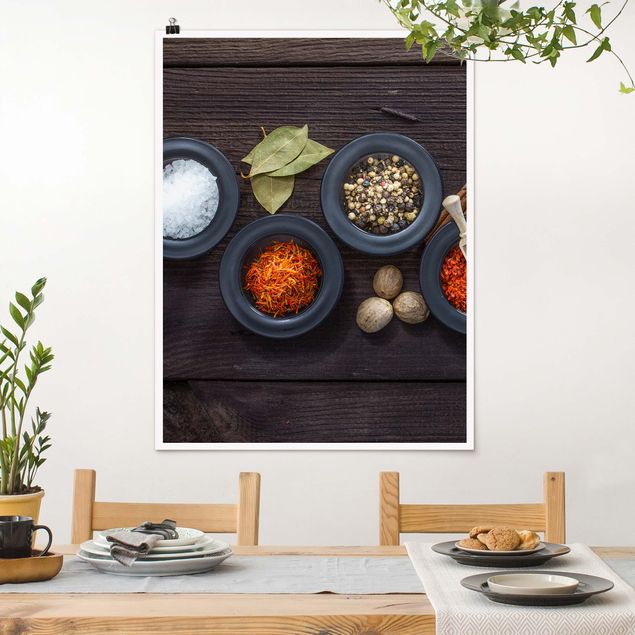 Poster - Black Bowls With Spices