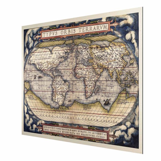 Print on aluminium - Historic World Map Typus Orbis Terrarum