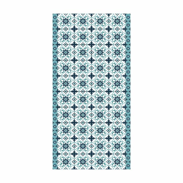 contemporary rugs Geometrical Tile Mix Flower Turquoise