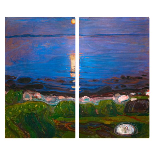 Glass stove top cover - Edvard Munch - Summer Night By The Beach