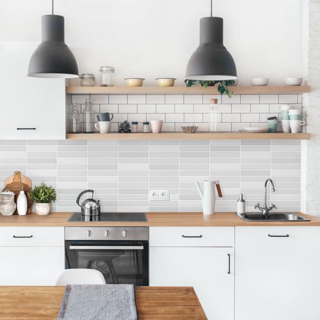 Kitchen splashback tiles Metro Tiles - Light grey