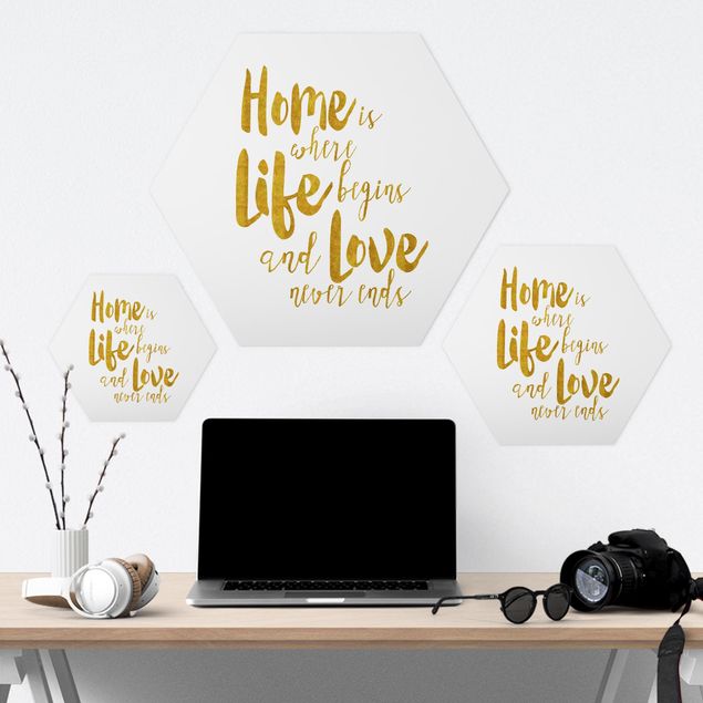 Hexagon Picture Forex - Home Is Where Life Begins Gold