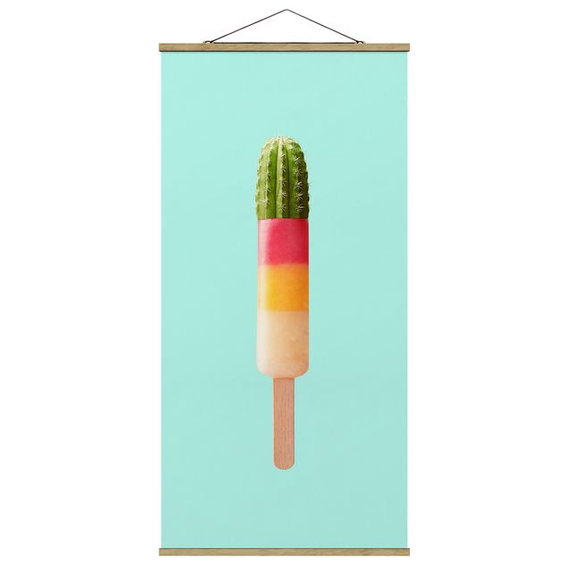 Fabric print with poster hangers - Popsicle With Cactus