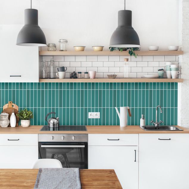 Kitchen splashback tiles Subway Tiles - Turquoise
