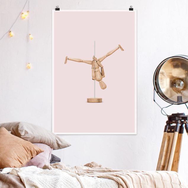 Poster art print - Pole Dance With Wooden Figure