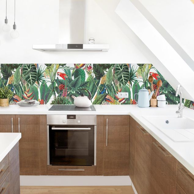 Kitchen splashback patterns Colourful Tropical Rainforest Pattern II