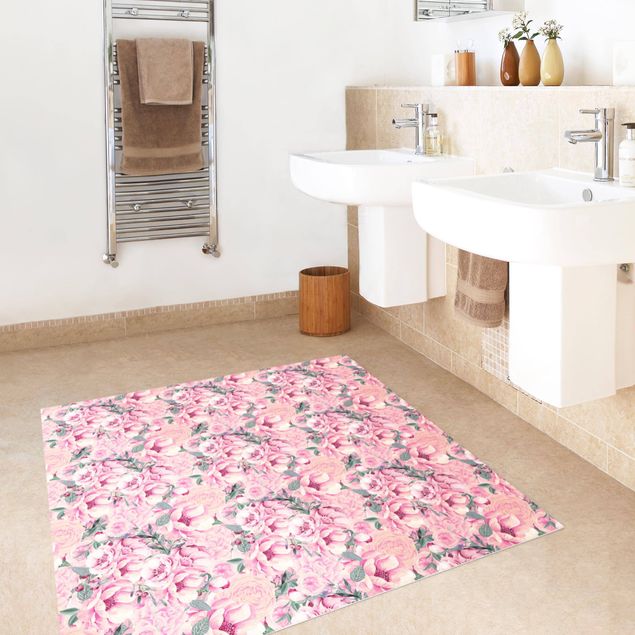 contemporary rugs Pink Flower Dream Pastel Roses In Watercolour