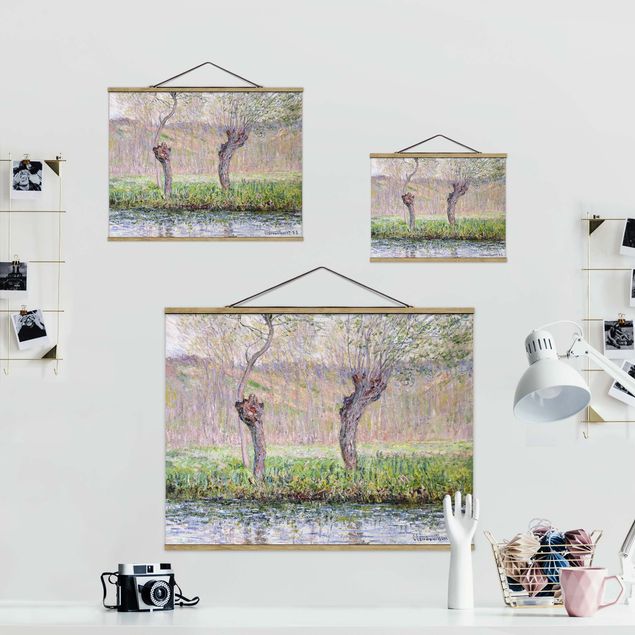 Fabric print with poster hangers - Claude Monet - Willow Trees Spring