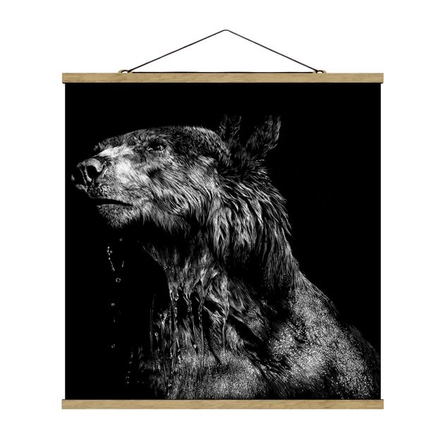 Fabric print with poster hangers - Bear In The Dark
