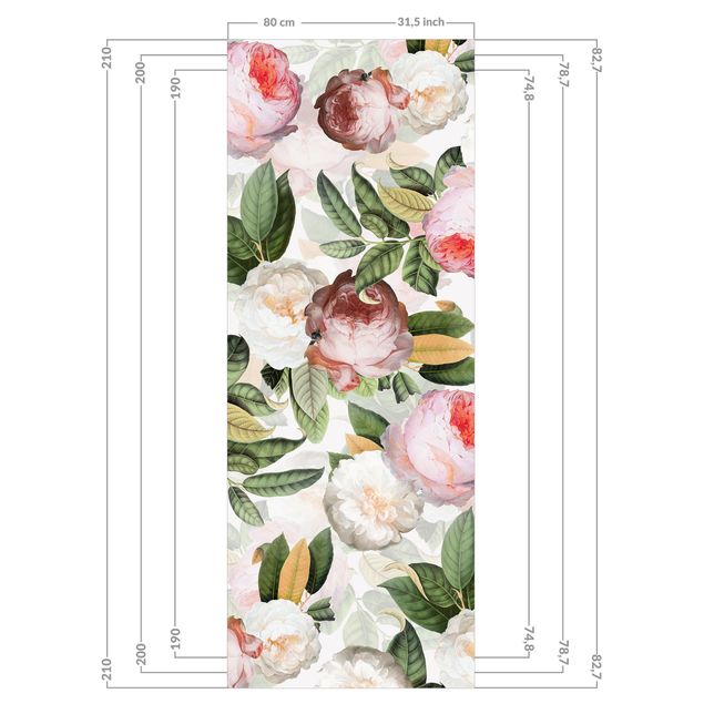 Shower wall cladding - Peonies With Leaves