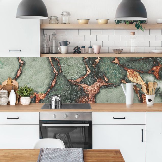 Kitchen wall cladding - Play Of Colours Fern-Green and Gold