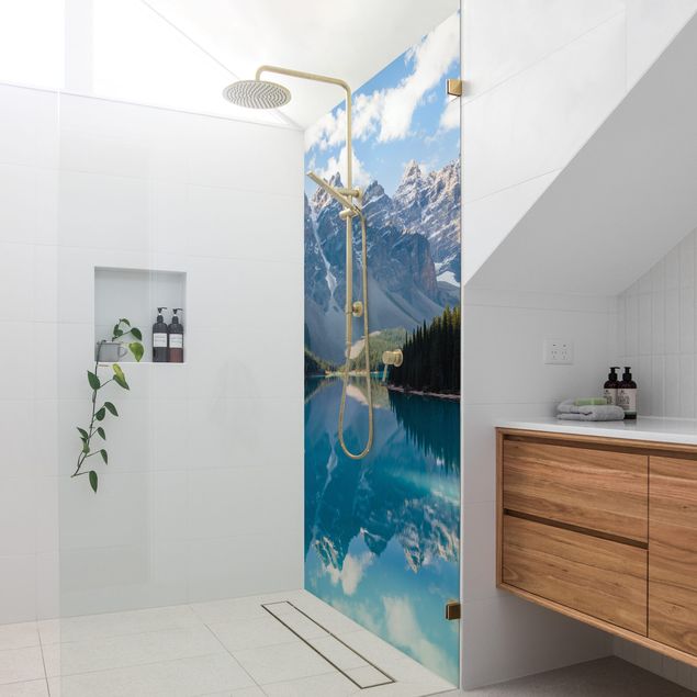 Shower wall panels Crystal Clear Mountain Lake
