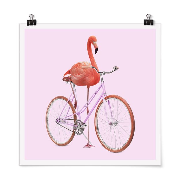 Poster - Flamingo With Bicycle