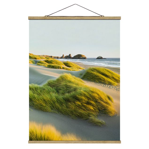 Fabric print with poster hangers - Dunes And Grasses At The Sea