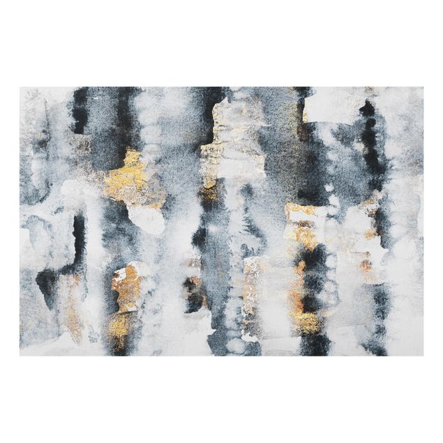 Glass splashback kitchen Abstract Watercolour With Gold