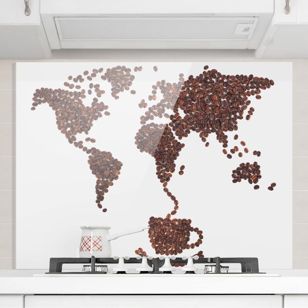 Glass splashback baking and coffee Coffee around the world