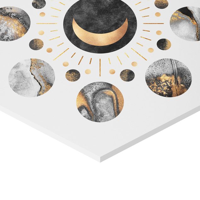 Forex hexagon - Moon Phases Abstract Gold
