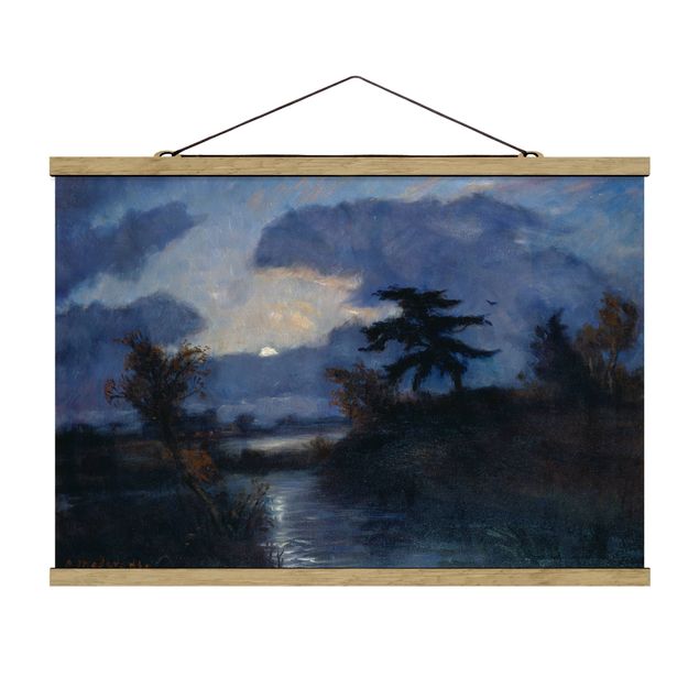 Fabric print with poster hangers - Otto Modersohn - Moon Night In The Devil Bog