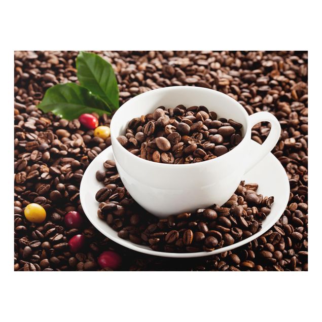 Glass Splashback - Coffee Cup With Roasted Coffee Beans - Landscape 3:4