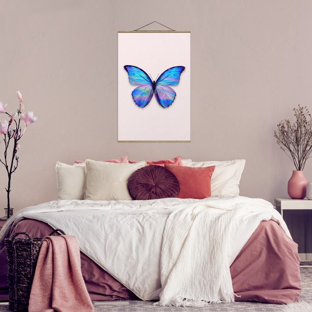 Fabric print with poster hangers - Holographic Butterfly