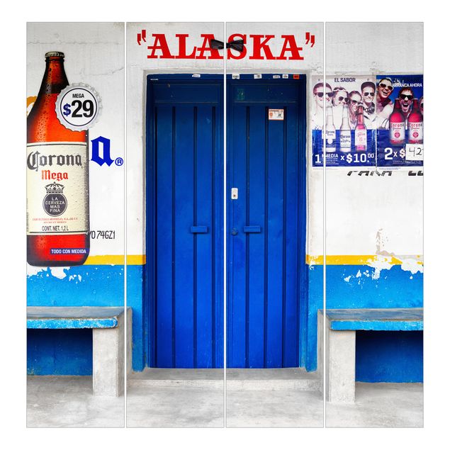 Sliding panel curtains set - Alaska Blue Bar