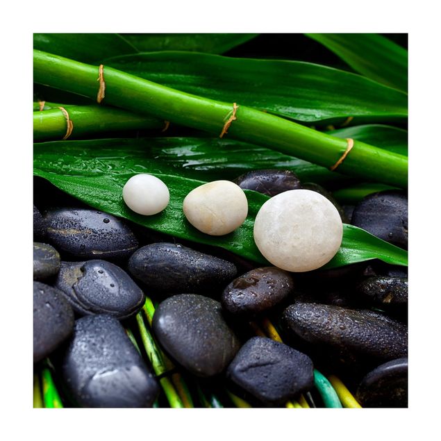 mandala rugs Green Bamboo With Zen Stones