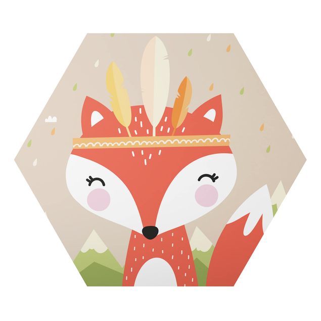 Alu-Dibond hexagon - Indian Fox