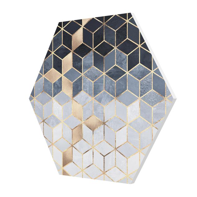 Forex hexagon - Blue White Golden Geometry