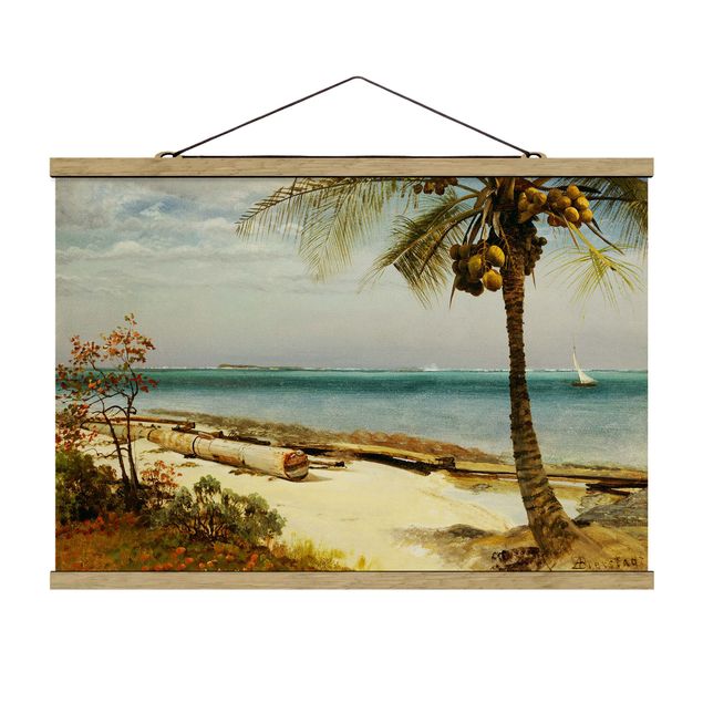 Fabric print with poster hangers - Albert Bierstadt - Tropical Coast
