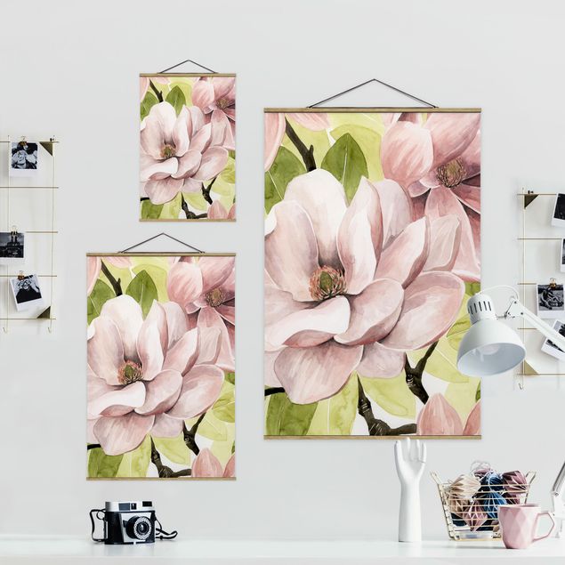 Fabric print with poster hangers - Magnolia Blush I