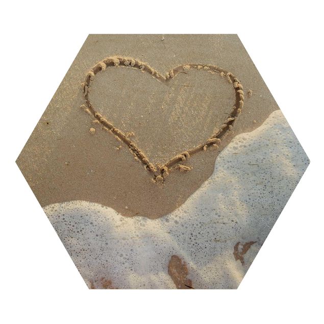 Wooden hexagon - Heart On The Beach