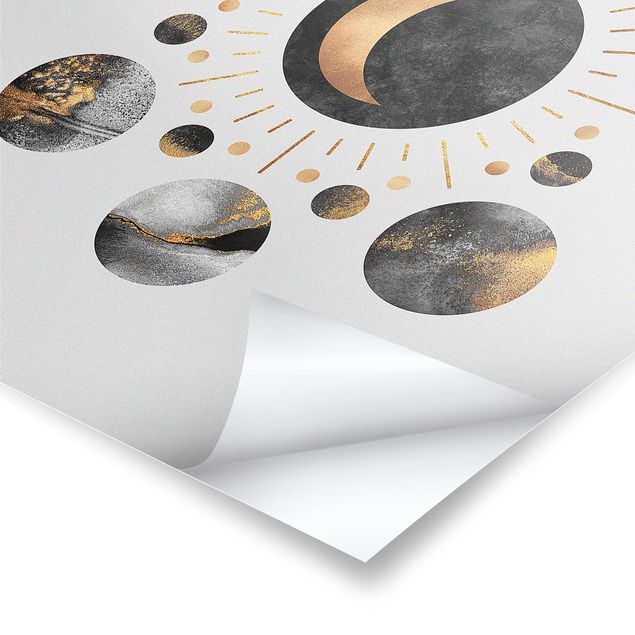 Poster - Moon Phases Abstract Gold