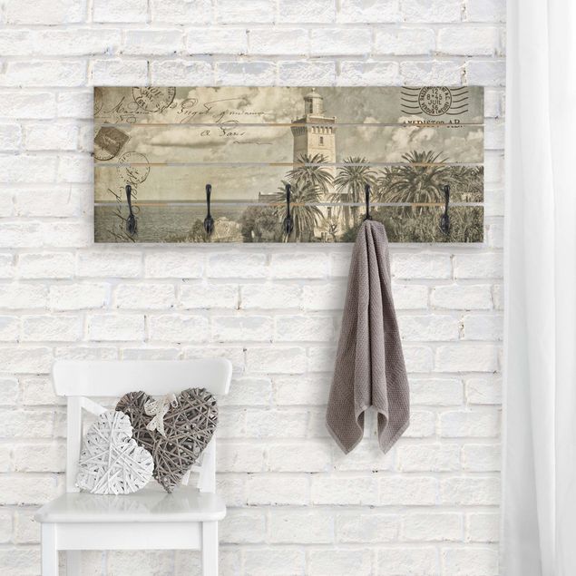 Coat rack - Vintage Postcard With Lighthouse And Palm Trees