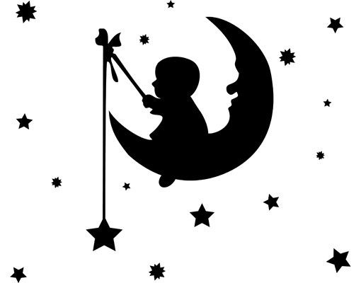 Wall decal No.CG127 Little Man on the Moon