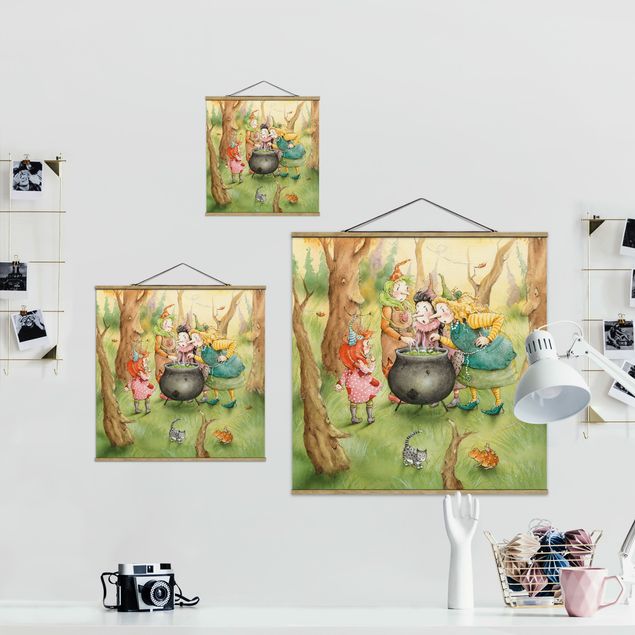 Fabric print with poster hangers - Frida At The Witches Meeting